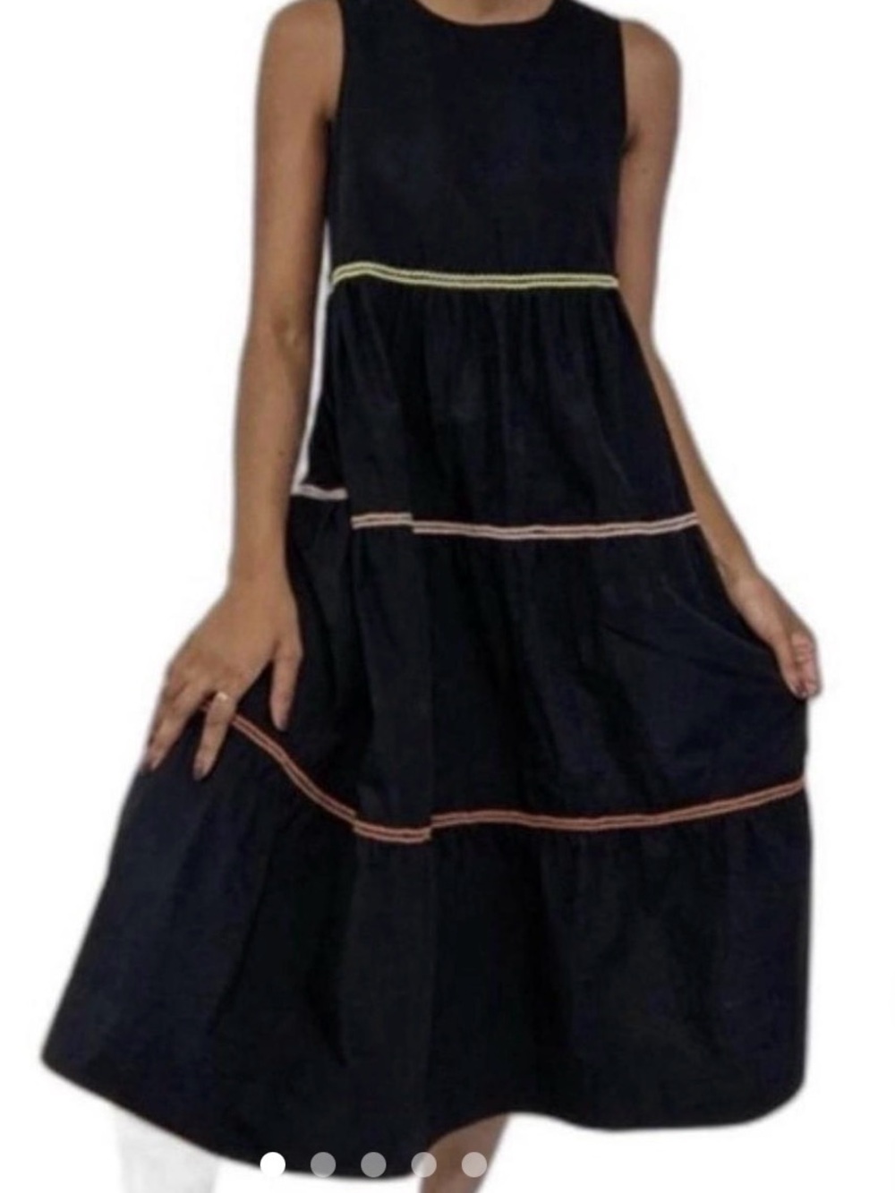 Madewell Black Rickrack Cattail Tiered Dress